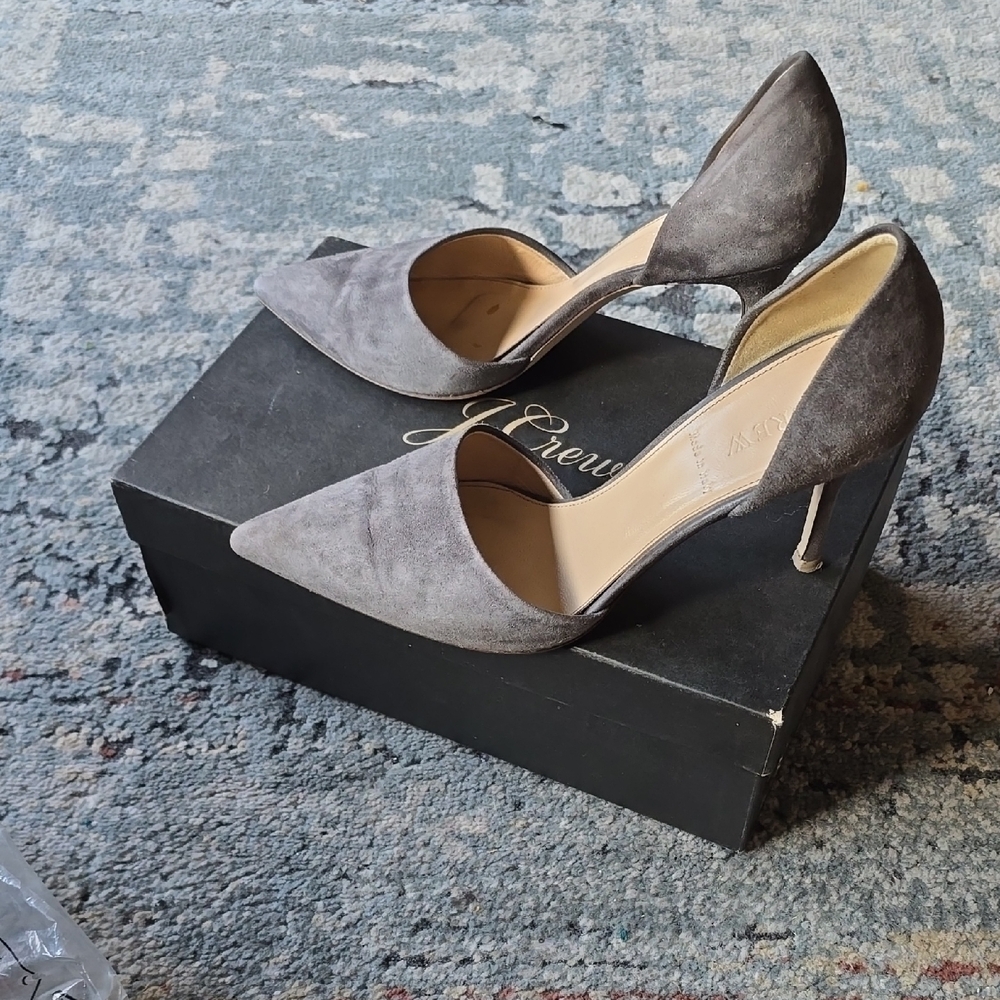 J. Crew Charcoal Suede Heels